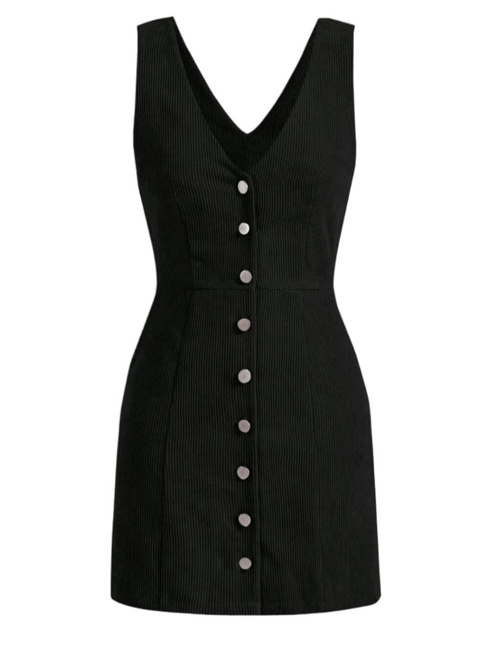 SHEIN Black V-Neck Button-Front Women’s Dress